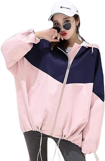 Amazon Piite レディース コート 秋 スポーツ アウター カジュアル ゆったり フード付き ブルゾンジャケット バイカラー ジャンパー おしゃれ コート 長袖 チェスターコート 学院風 コート ジャケット 通販