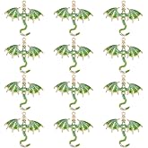 CRAFTYMELODY 12Pcs Dragon Charm Alloy Enamel Pendants with Rhinestone Flying Dragon Charms Findings for Bracelet Necklace Earrings DIY Jewelry Making DIY Crafts Accessory Green Yellow