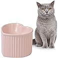Raised Ceramic Cat Bowl - Elevated Feeding Dish for Food or Water - Anti Vomiting - Whisker Friendly - Microwave & Dishwasher Safe - 5.5 inch - 7.2 oz - 340 ml