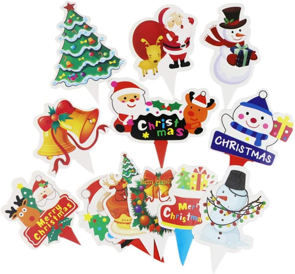 Amazon Yonik カップケーキトッパー クリスマス ケーキトッパー かわいい ケーキデコレーション ケーキピック 100枚 10種デザイン パーティグッズ デコレーションツール オンライン通販