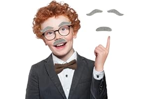 HyperFun Old Man Costume Old Man Stick-on Mustache, Fake Mustache Costume Bushy Grey white Eyebrows And Moustache Kit