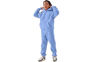 COZYPOIN Unisex Kids Fleece 2 Piece Outfits Girls Boys Hooded Sweatshirt and Jogger Sweatpants Sweatsuit Set for 5-14Y