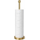 Songtec Gold Toilet Paper Holder Stand with Reserve, Floor Standing Tisse Roll Holder for 4 Rolls, Compact Design Bathroom Toilet Paper Storage - Gold