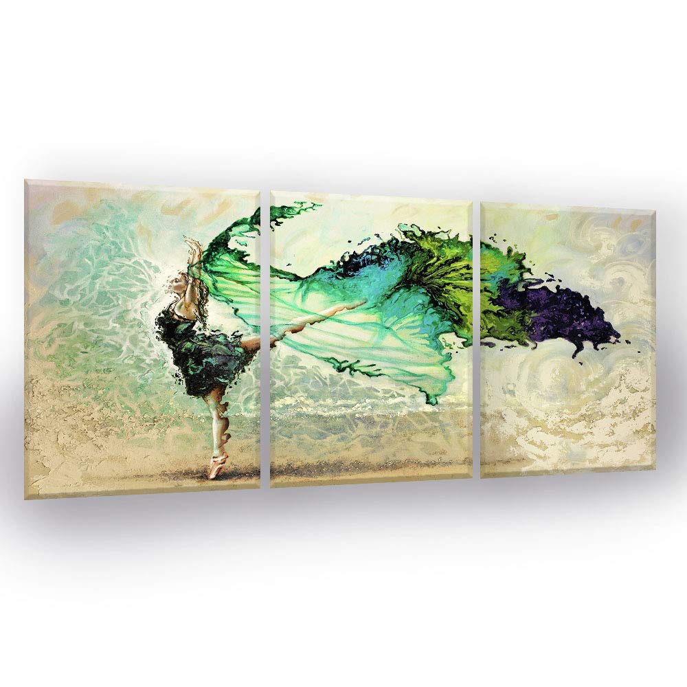 Loboo Idea Oil Paintings Home Wall Decor Art on Canvas,Solid Wood Green Soul Dancer, Ballerina in water Wall Art Decor Canvas Painting Prints Pictures for Home Living Dining Room Kitchen Size: 30x40cm