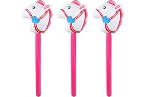 EVERMARKET 3 Pieces Inflatable Stick Horse,Inflatable Horsehead Stick Balloon Pony Stick for Christmas Horse Themed Birthday Party Decorations Supplies Favors Props Cowboy Horse Costume Stick,37 Inch
