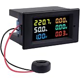 AC Power Meter, 40-300V 100A Digital Multimeter with Color LCD Display | Voltage Current Power Factor Frequency Energy Monitor, Ammeter Voltmeter Tester for 110V/220V, Volt Amp Watt Detector Panel