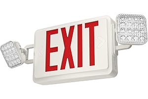 SPECTSUN LIGHTING Spectsun 1 Pack Red Exit Sign with Emergency Lights, LED Emergency Exit Light with Battery Backup, UL Listed, AC 120/277V, Commercial Emergency Exit Lights Combo for Business/Home.