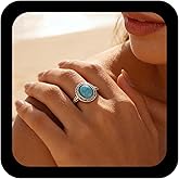 Xduargs Boho Turquoise Finger Ring Blue Turquoise Open Knuckle Ring Vintage Turquoises Wrap Open Ring Turquoises Adjustable Stacking Ring Jewelry for Women