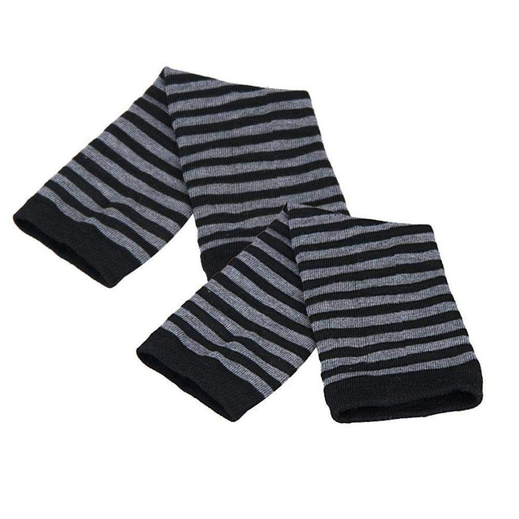 MAMOIU Women Winter Wrist Arm Hand Warmer Knitted Striped Long Fingerless Gloves Cold Weather Gloves