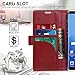 FYY [Genuine Leather Wallet Case for Samsung Galaxy Note 8 2017, Handmade Flip Folio Wallet Case with Kickstand Card Slots Magnetic Closure for Samsung Galaxy Note 8 2017 Wine Red