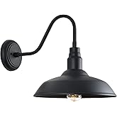 GOALPLUS 14in Outdoor Gooseneck Light Fixture for Porch, Large Exterior Barn Light with Wall Mount, Black Industrial Lighting
