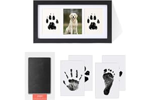 Baby Hand and Footprint Kit, Pet Paw Nose Print Kit Newborn Keepsake Frame with Inkless Pad for Baby Shower Gifts (Black)