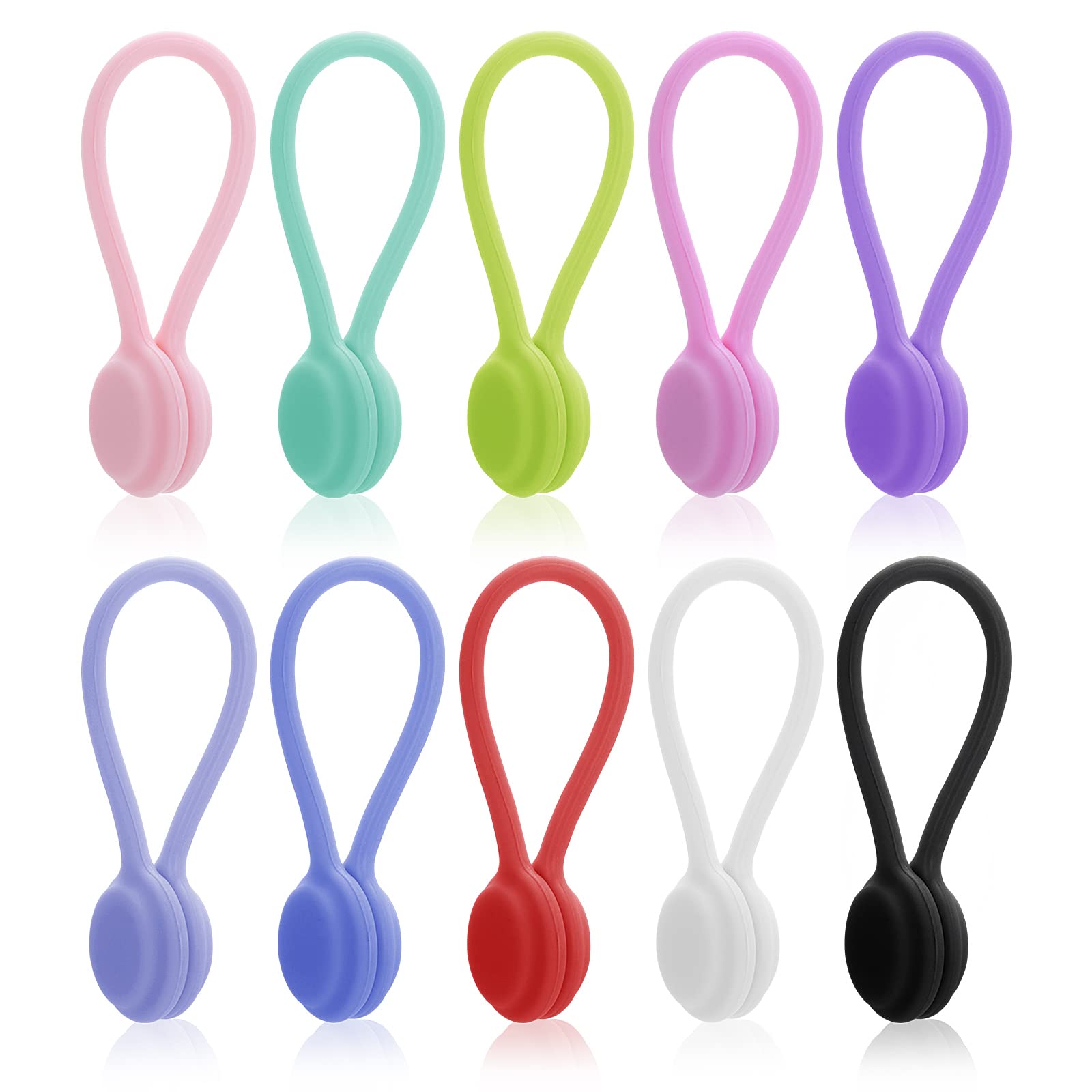 Lusofie 10 PCS Magnetic Cable Ties Silicone Cable Clips Cord Organizer Reusable Magnetic Cord Ties USB Cable Manager for Office, School, Home — image 1