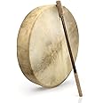 GMP Traditional Frame Drum/Bodhran with Handle, 15" Diameter | Natural Goatskin Head, Comes with Wood and Leather Mallet