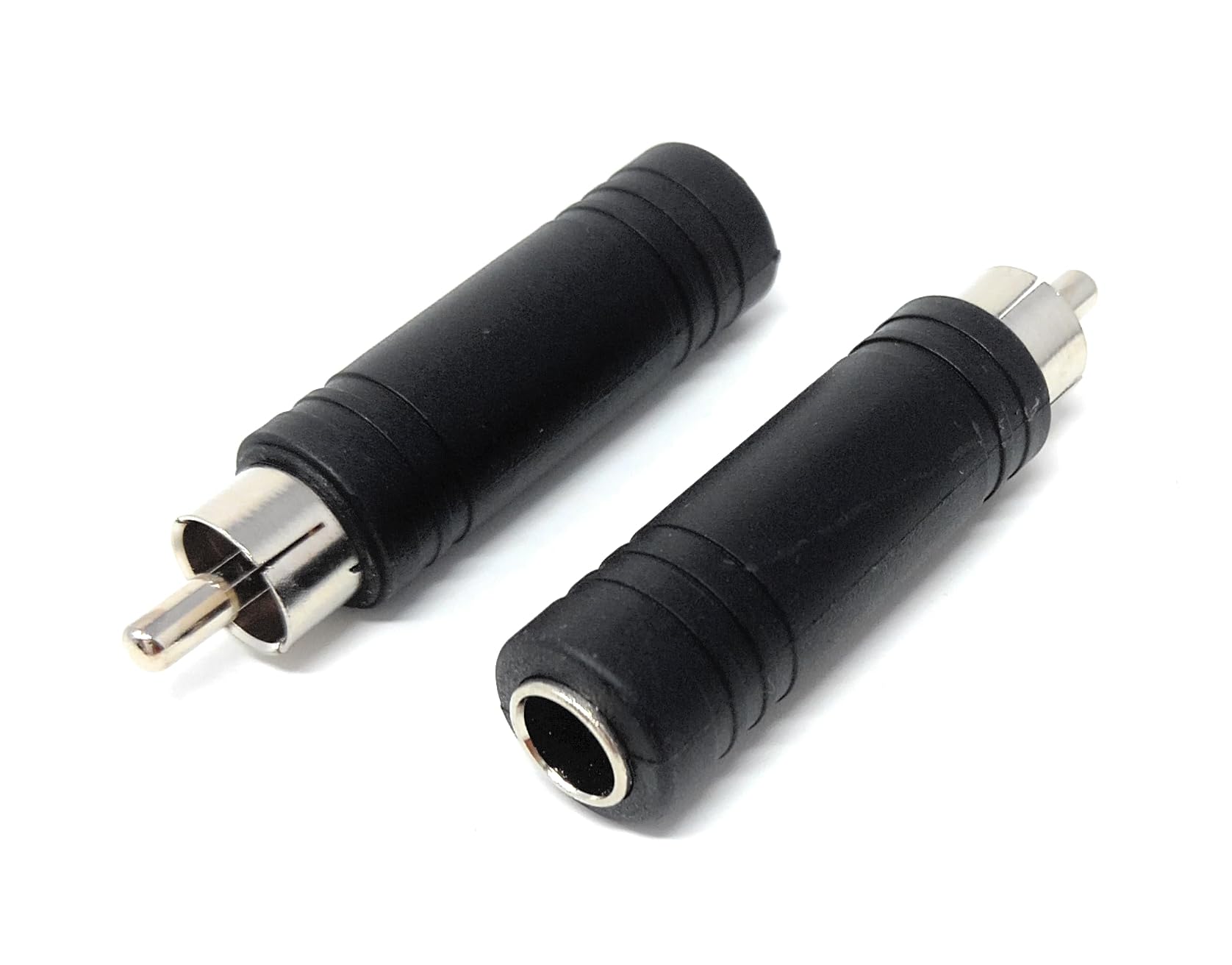 DRUT 2pcs 6.35mm Mono Jack Socket to RCA Male Phono Plug Adapter (Black)