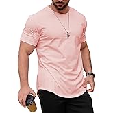 Mancozy Mens T Shirts Casual Hipster Hip Hop Longline Crewneck Tee Shirts