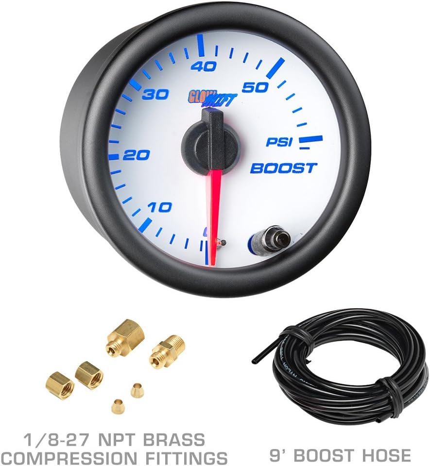 White 7 Color 60 PSI Boost & Transmission Temperature Gauges GlowShift