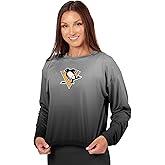 CERTO NHL Pittsburgh Penguins Women's Long Sleeve High-Low Top, Ombre Wash Crewneck T-Shirt, Officially Licensed Fan Apparel, Large