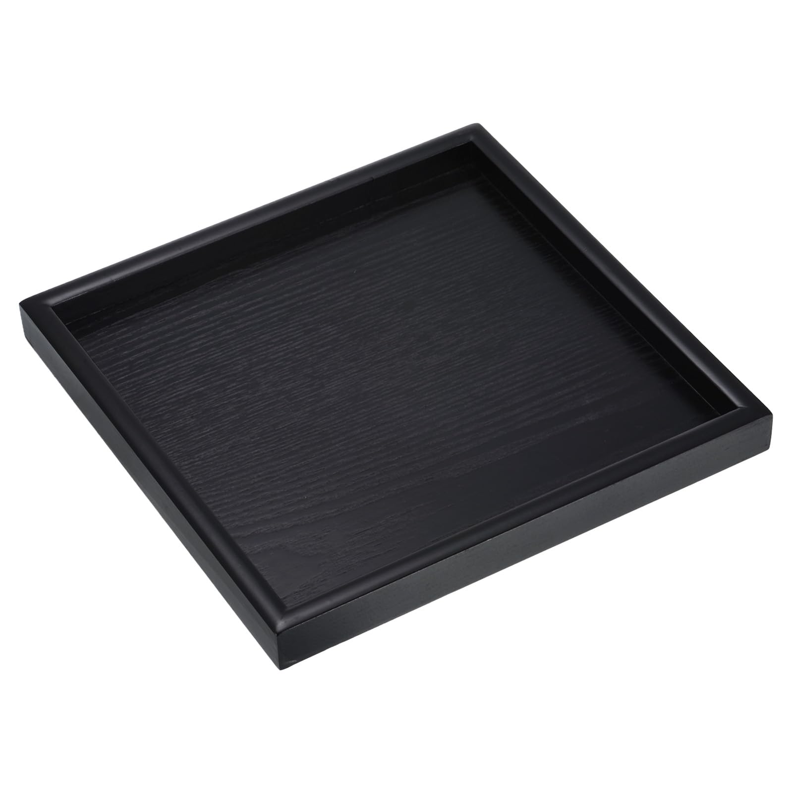 M METERXITY Wood Serving Tray - Square Wooden Decorative Platter, Kitchen Trays, Centerpiece Candle Holder Trays, Apply to Home Cafe Dining (9.4 Inch, Black)