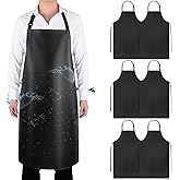 Gotega 6 Pack Waterproof Rubber Vinyl Apron 40 Inch Chef Aprons for Men Heavy Duty Chemical Work Apron Extra Long Grilling Aprons with Adjustable Bib Apron for Dishwashing Lab Butcher Black