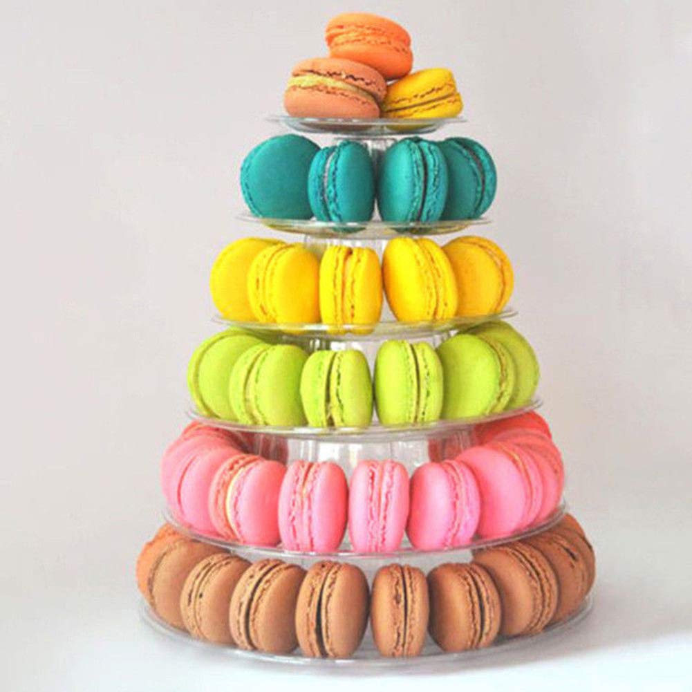 Macaron Tour Gateau Presentoir Clair Porte Gateau Rond Cupcake Pour La Fete De Mariage Anniversaire Decor Clair 6 Niveaux Gateau Stand Vaisselle Et Plats De Service Assiettes Et Plats De Service