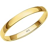 Men's 10K or 14K Rose, White or Yellow Gold 2MM Lightweight Comfortable Classic Plain Wedding Band by Brilliant Expressions