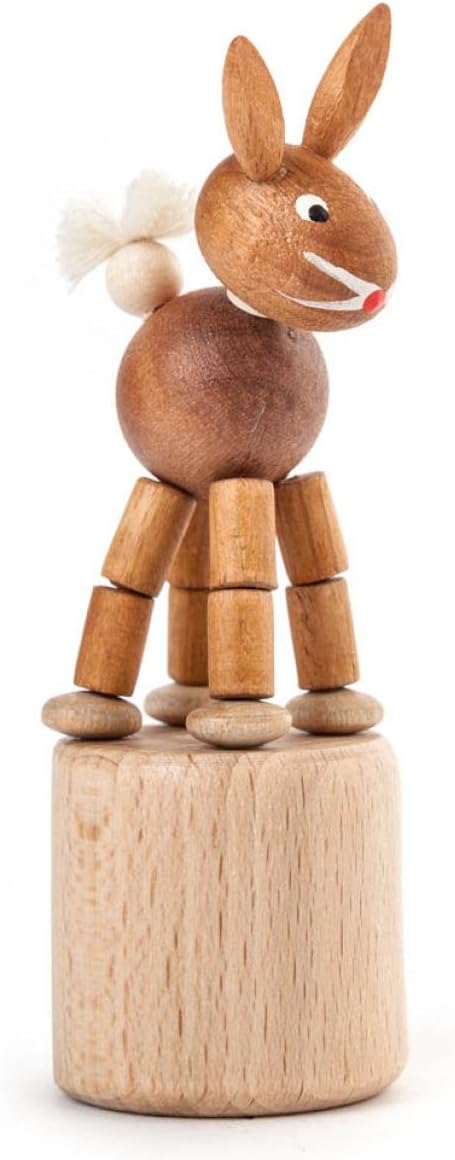 DREGENO Seiffen Wiggle Wiggle Animal Figurine Bunny handmade original Erzgebirgische – Atmospheric Decoration Figure, Wood, natural, 8.5 cm