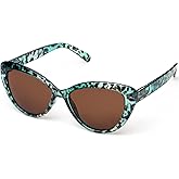 Polarized Cat Eye Sunglasses for Women – Oversized Green Cheetah Leopard Print Frame, Vintage Retro Big UV400 Shades