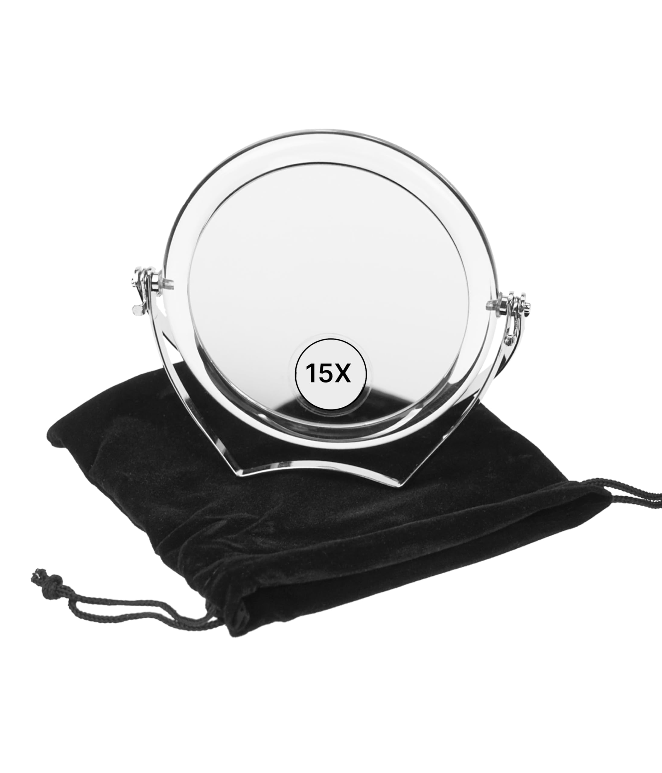 Fantasia Travel Standing Mirror Acrylic with Metal Handle Collapsible with 15x Magnification Diameter 10 cm Height 12 cm
