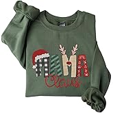 POPPOP Christmas Claus Embroidery Sweatshirt, Custom Mama Grandma Gigi Mimi Nickname, Gifts for Women Sweater
