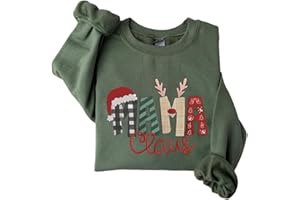 POPPOP Christmas Claus Embroidery Sweatshirt, Custom Mama Grandma Gigi Mimi Nickname, Gifts for Women Sweater
