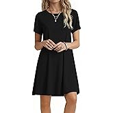 Women's Casual Short Sleeve Crew Neck T Shirt Dress Loose Floral Summer Dresses