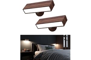 YiLaie Wall Sconces Battery Operated Set of 2,Rechargeable Wall Sconce for Bedroom,Wireless Wall Lights Dimmable,Wood Wall Lights with 360 Rotation,Peel and Stick Wall Sconces for Bedroom Bedside