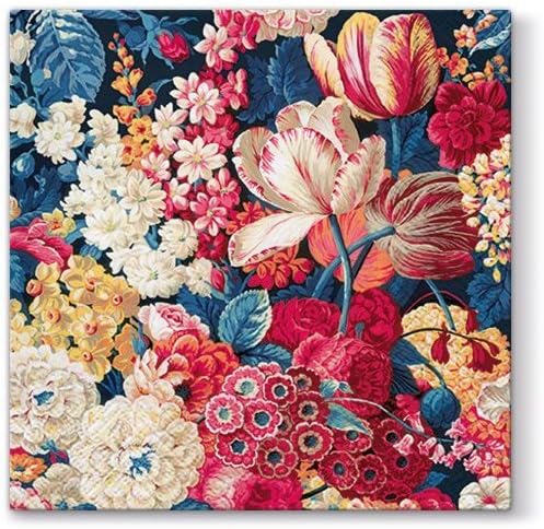 Red and White Tulips Luncheon Napkins 40pcs 13"x13" (Unfolded) Floral Napkins