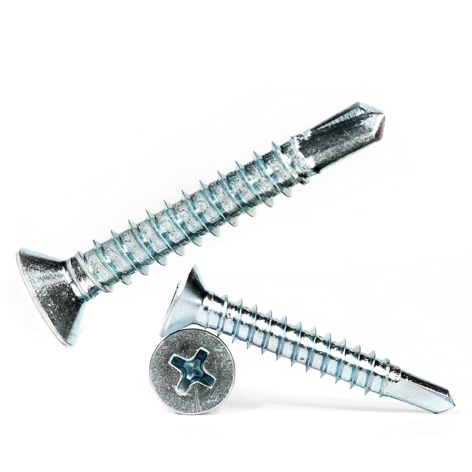 4.8mm x 38mm Self Drilling Countersunk Screws Steel Self Tapping Screws for Metal Sheets Roofing Windows (Pack of 50) F12BC