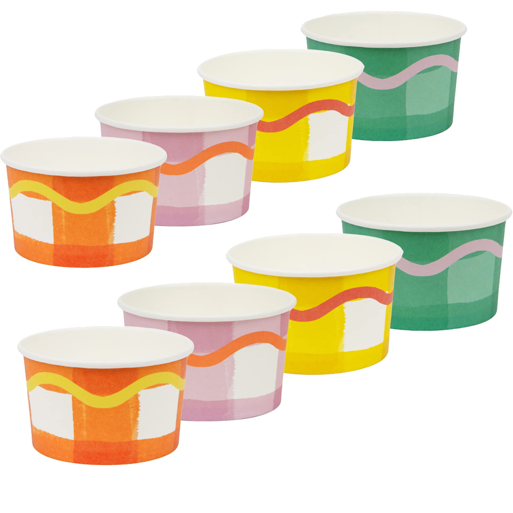 Talking Tables - Colourful Paper Ice Cream Cups - Recyclable Gingham Paper Tableware for Birthdays, Parties and Baby Showers - 8 Pack, Gingtubs