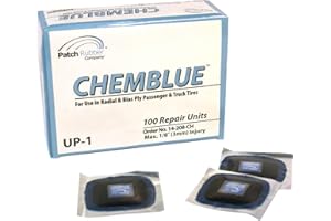 MYERS TIRE SUPPLY CHEMBLUE Universal 1 Tire Repair Unit, Tire Repair Patch for Passenger, Truck, SUV, Truck, Bias, Radial, Tubeless or Tube-Type Tire Puncture Injuries, 14208CH (1-7⁄8), (Box of 100)