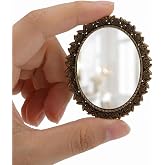 Dollhouse Accessories 1/12 Vintage Mirror Mini Metal Frame Wall Decoration | Real glass mirror for victorian doll house bedroom, bathroom, living room. Oval shape frame rose flower edge realism design 