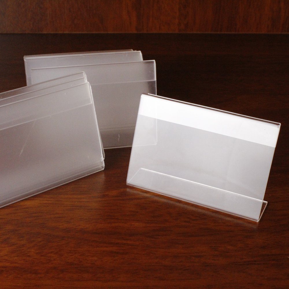 Earlywish 20pcs Acrylic Sign Display Holder Price Shop Name Card Label Tag Stand 9cmx6cm