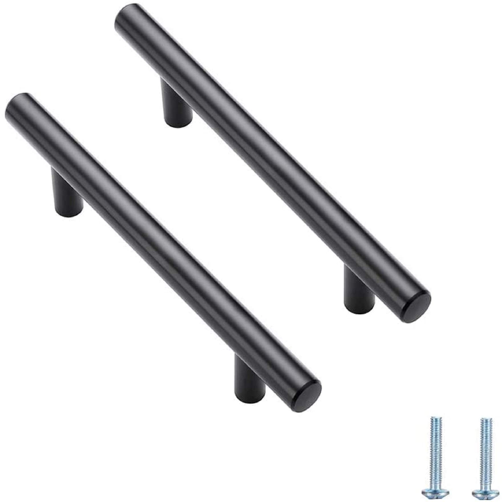 AISENPARTS 50 Pack Kitchen Cabinet Door Handle 127mm Matte Black Stainless Steel Hole Center 76mm T Bar Handle Furniture Drawer Pulls