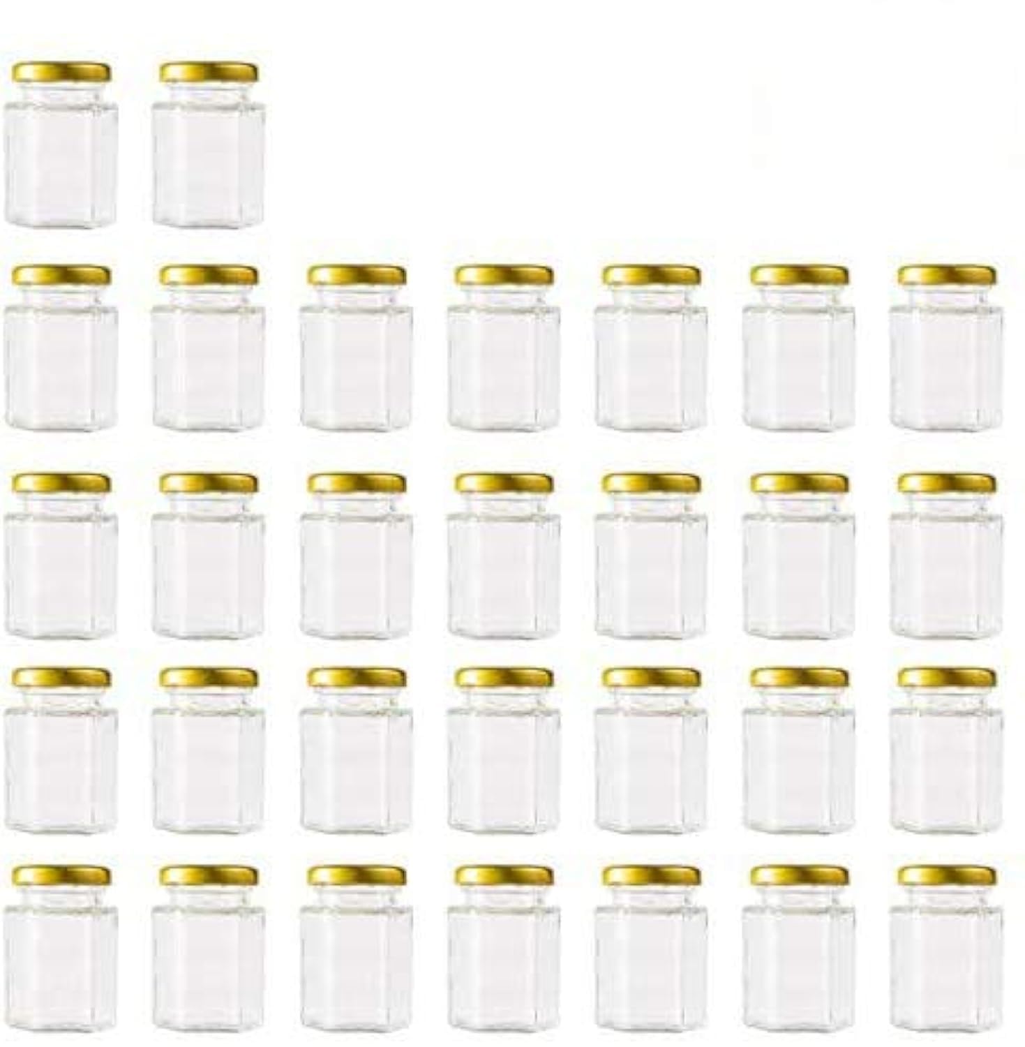 Photo 1 of Encheng 4 oz Clear Hexagon Jars,Small Glass Honey Jars With Lids(Golden),Mason Jars For Herb,Foods,Jams,Liquid, Spice Jars For Storage 30 Pack