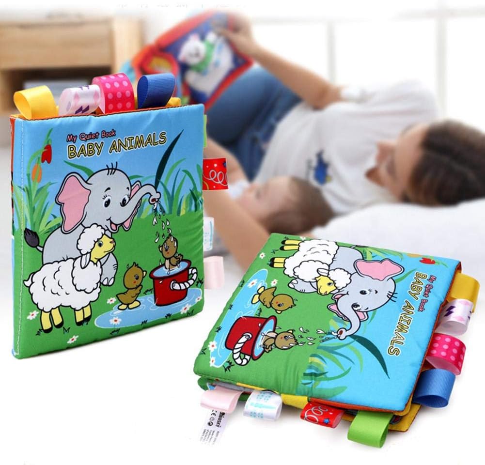 Baby Cloth Books Nontoxic Soft Baby Cloth Books with Colorful Label Early Education Books Toys with Animal Pattern for Kids