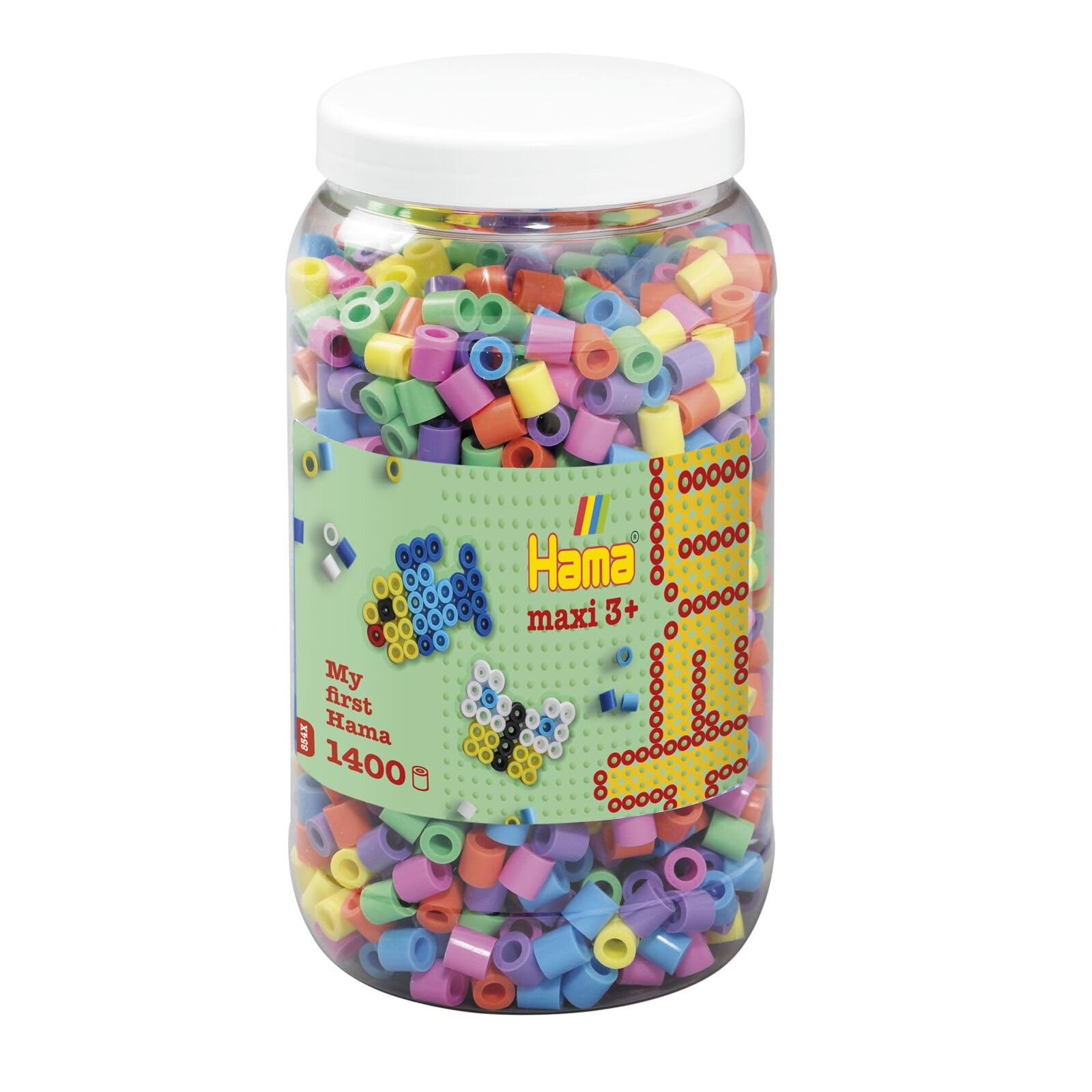 Hama 10.8541 1,400 Maxi Beads in Tub Pastel Mix,Mixed