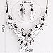 QIYUN.Z Enamel Butterfly Pendant Bib Fringe Y Neck Lariat Necklace Stud Earrings Set