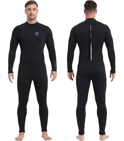 Seaskin Mens 3mm Shorty Wetsuit, Full Body Diving Suit Front Zip