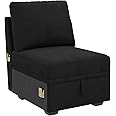 HONBAY Single Seat for Modular Sectional Sleeper Sofa with Pull Out Bed, Customizable Armless Chair for Sectional Couch, Velvet Black