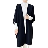 Ailaile 100% Merino Wool Shawl Wrap Women's Knitted Poncho Cape Cardigan Autumn Winter Loose Open Sweater Coat