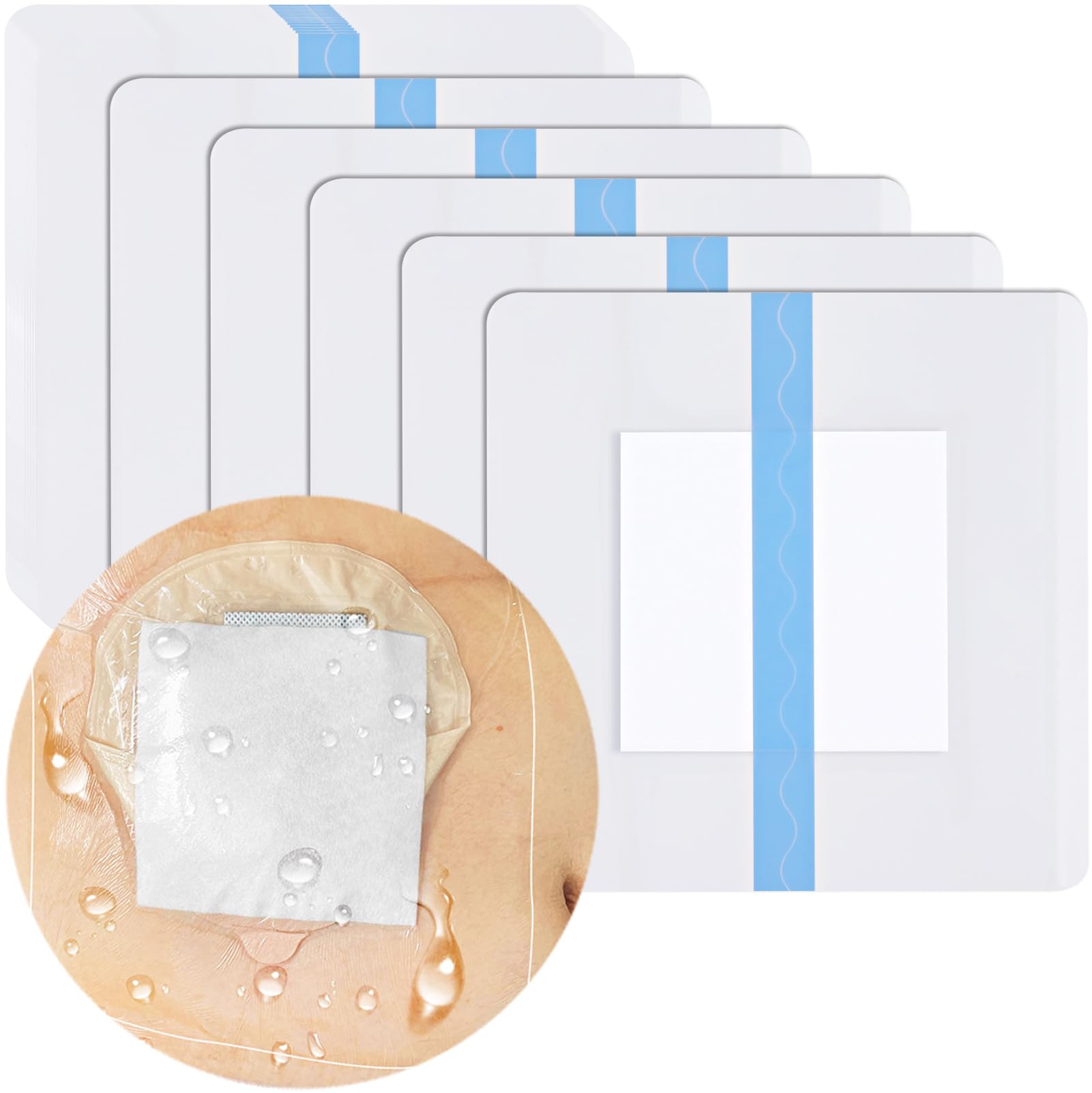 Photo 1 of 10 Pcs Waterproof Ostomy Bag Cover with Non-Stick Pad Extra Large Shower Shields 10" x 12" for Colostomy Pouch Ileostomy Urostomy Stoma Bath Protector Wounds Dressing Bandage for Showering