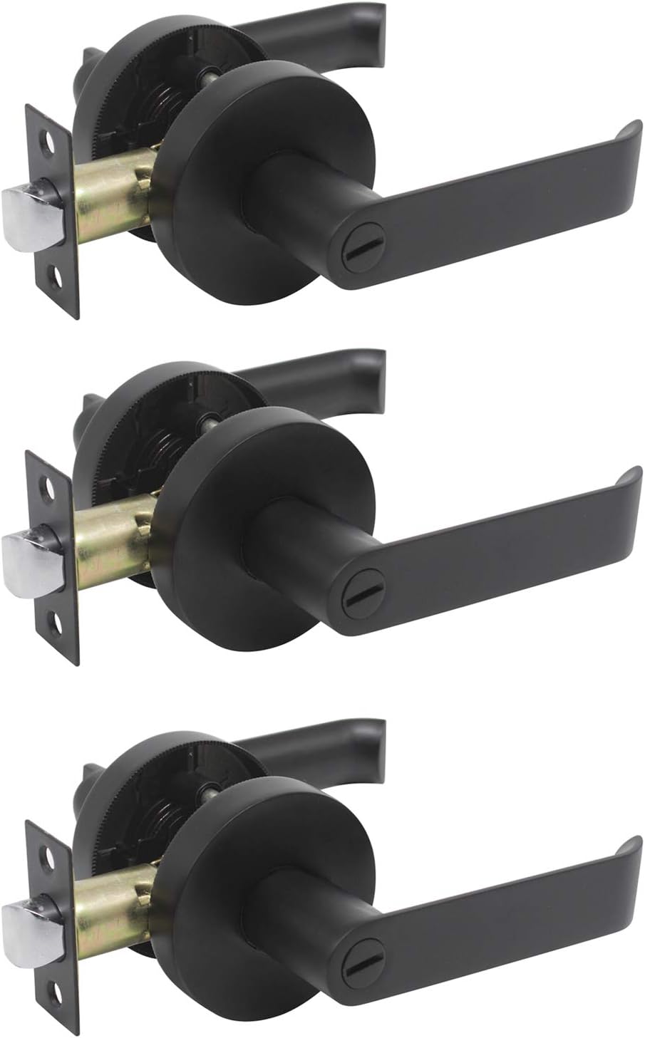 Probrico Heavy Duty Matte Black Privacy Door Levers, Interior Keyless Locks, Reversible for Left