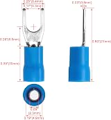 Heschen Fork Insulated Wire Connector Crimp Terminal SV2-4 Blue 100 Pack 16-14 view 2